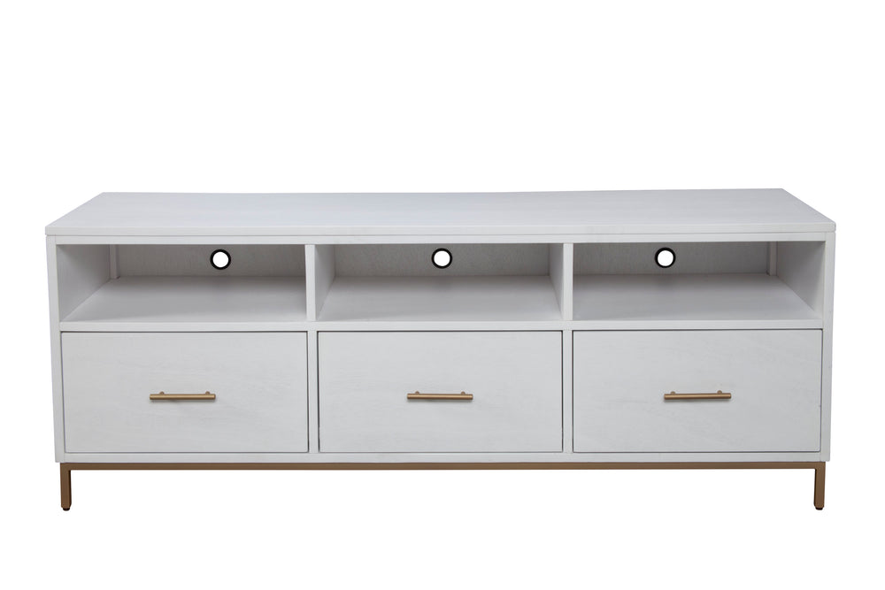 Alpine Furniture Madelyn TV Console 2010-10 White Mahogany Solids & Veneer 64 x 18 x 24