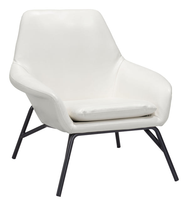 Zuo Modern Javier 100% Polyurethane, Plywood, Steel Modern Commercial Grade Accent Chair White, Black 100% Polyurethane, Plywood, Steel