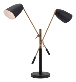 Zuo Modern Tanner Steel Modern Commercial Grade Table Lamp Black, Brass Steel