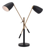 Zuo Modern Tanner Steel Modern Commercial Grade Table Lamp Black, Brass Steel