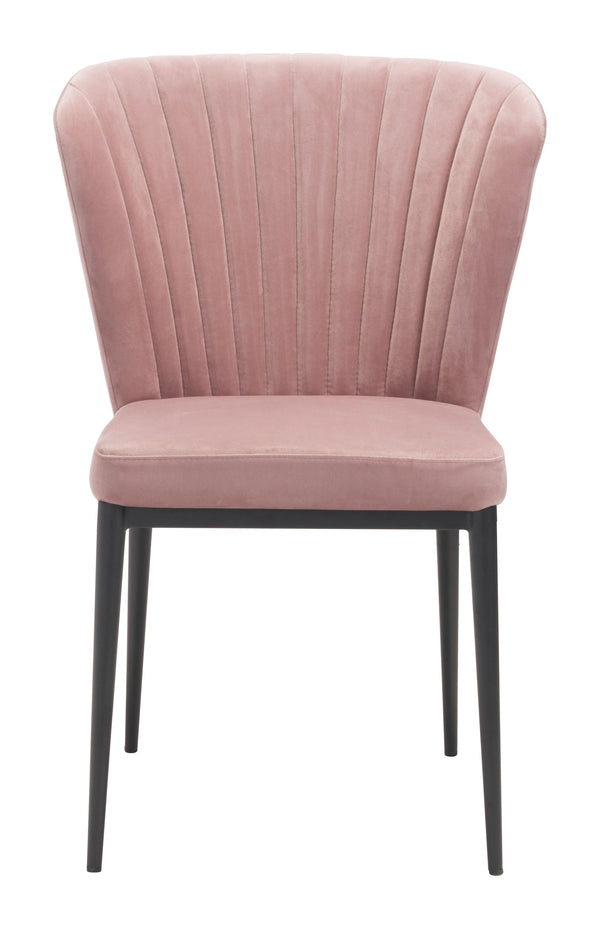 Zuo Modern Tolivere 100% Polyester, Plywood, Steel Modern Commercial Grade Dining Chair Set - Set of 2 Pink, Black 100% Polyester, Plywood, Steel