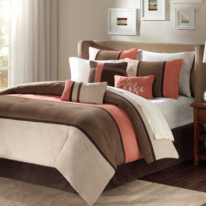Madison Park Palisades Transitional| 100% Polyester Micro Suede Pieced Solid 7Pcs Set MP10-186