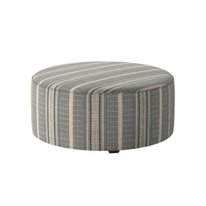 Fusion 140-C Transitional Cocktail Ottoman 140-C Farmhouse Indigo 39" Round Cocktail Ottoman