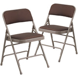 English Elm EE1010 Contemporary Commercial Grade Metal Folding Chair - Set of 2 Brown Patterned EEV-10580