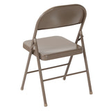 English Elm EE1014 Contemporary Commercial Grade Metal Folding Chair - Set of 2 Beige EEV-10591
