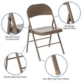 English Elm EE1014 Contemporary Commercial Grade Metal Folding Chair - Set of 2 Beige EEV-10591