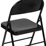 English Elm EE1014 Contemporary Commercial Grade Metal Folding Chair - Set of 2 Black EEV-10592