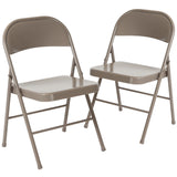 English Elm EE1014 Contemporary Commercial Grade Metal Folding Chair - Set of 2 Gray EEV-10593