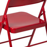 English Elm EE1014 Contemporary Commercial Grade Metal Folding Chair - Set of 2 Red EEV-10594