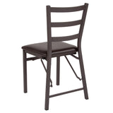 English Elm EE1017 Traditional Commercial Grade Metal Restaurant Folding Chair - Set of 2 Brown EEV-10606