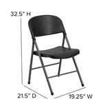 English Elm EE1019 Contemporary Commercial Grade Metal Folding Chair - Set of 2 Black EEV-10608