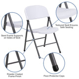 English Elm EE1019 Contemporary Commercial Grade Metal Folding Chair - Set of 2 Granite White EEV-10609