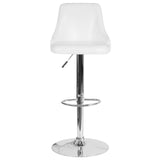 English Elm EE1775 Contemporary Leather Adjustable Height Barstool White LeatherSoft EEV-13475