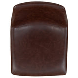 English Elm EE1023 Midcentury Commercial Grade Leather Barstool - Set of 2 Dark Brown EEV-10616