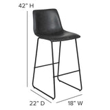English Elm EE1023 Midcentury Commercial Grade Leather Barstool - Set of 2 Gray EEV-10617