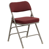 English Elm EE1028 Classic Commercial Grade Metal Folding Chair - Set of 2 Burgundy Fabric/Gray Frame EEV-10633