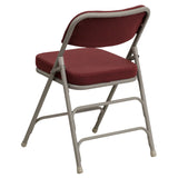English Elm EE1028 Classic Commercial Grade Metal Folding Chair - Set of 2 Burgundy Fabric/Gray Frame EEV-10633