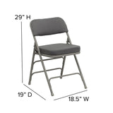 English Elm EE1028 Classic Commercial Grade Metal Folding Chair - Set of 2 Gray Fabric/Gray Frame EEV-10634