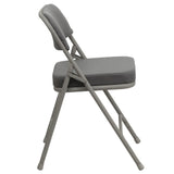 English Elm EE1028 Classic Commercial Grade Metal Folding Chair - Set of 2 Gray Fabric/Gray Frame EEV-10634