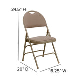 English Elm EE1029 Classic Commercial Grade Large Metal Folding Chair - Set of 2 Beige Fabric/Beige Frame EEV-10636