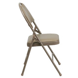English Elm EE1029 Classic Commercial Grade Large Metal Folding Chair - Set of 2 Beige Vinyl/Beige Frame EEV-10639
