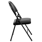 English Elm EE1029 Classic Commercial Grade Large Metal Folding Chair - Set of 2 Black Vinyl/Black Frame EEV-10640