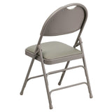 English Elm EE1029 Classic Commercial Grade Large Metal Folding Chair - Set of 2 Gray Vinyl/Gray Frame EEV-10641