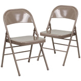 English Elm EE1031 Contemporary Commercial Grade Metal Folding Chair - Set of 2 Beige EEV-10650