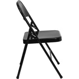 English Elm EE1031 Contemporary Commercial Grade Metal Folding Chair - Set of 2 Black EEV-10651