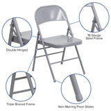 English Elm EE1031 Contemporary Commercial Grade Metal Folding Chair - Set of 2 Gray EEV-10652