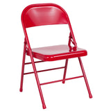 English Elm EE1031 Contemporary Commercial Grade Metal Folding Chair - Set of 2 Red EEV-10653
