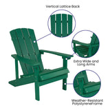 English Elm EE2040 Cottage Commercial Grade Adirondack Chair Green EEV-14702