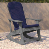 English Elm EE1037 Cottage Commercial Grade Rocking Adirondack Chair - Set of 2 Gray/Blue EEV-10685