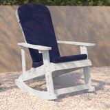 English Elm EE1037 Cottage Commercial Grade Rocking Adirondack Chair - Set of 2 White/Blue EEV-10686