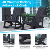 English Elm EE1037 Cottage Commercial Grade Rocking Adirondack Chair - Set of 2 Black/Cream EEV-10687