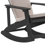 English Elm EE1037 Cottage Commercial Grade Rocking Adirondack Chair - Set of 2 Black/Cream EEV-10687