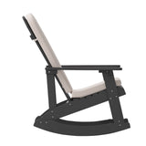 English Elm EE1037 Cottage Commercial Grade Rocking Adirondack Chair - Set of 2 Black/Cream EEV-10687