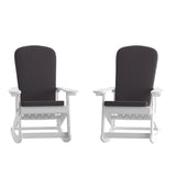 English Elm EE1037 Cottage Commercial Grade Rocking Adirondack Chair - Set of 2 White/Gray EEV-10690