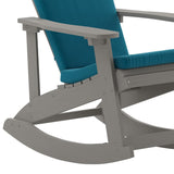 English Elm EE1037 Cottage Commercial Grade Rocking Adirondack Chair - Set of 2 Gray/Teal EEV-10691