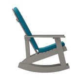 English Elm EE1037 Cottage Commercial Grade Rocking Adirondack Chair - Set of 2 Gray/Teal EEV-10691