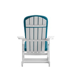 English Elm EE1037 Cottage Commercial Grade Rocking Adirondack Chair - Set of 2 White/Teal EEV-10692