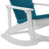 English Elm EE1037 Cottage Commercial Grade Rocking Adirondack Chair - Set of 2 White/Teal EEV-10692