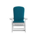 English Elm EE1037 Cottage Commercial Grade Rocking Adirondack Chair - Set of 2 White/Teal EEV-10692