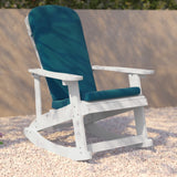 English Elm EE1037 Cottage Commercial Grade Rocking Adirondack Chair - Set of 2 White/Teal EEV-10692