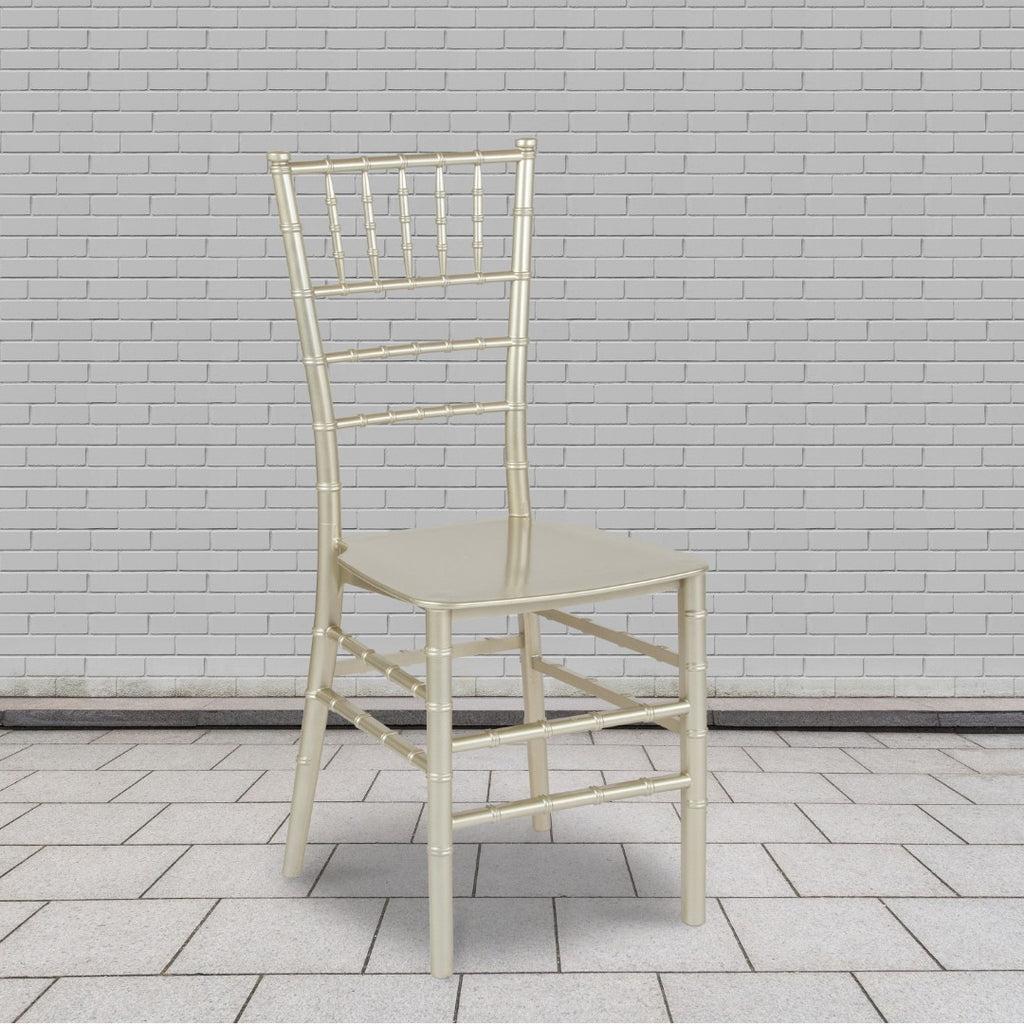 English Elm EE2093 Traditional Commercial Grade Flat Seat Resin Chiavari Chair Champagne EEV-14883