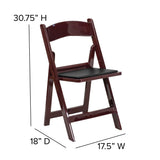 English Elm EE1038 Contemporary Commercial Grade Resin Folding Chair - Set of 2 Red Mahogany EEV-10694