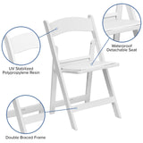 English Elm EE1038 Contemporary Commercial Grade Resin Folding Chair - Set of 2 White EEV-10695