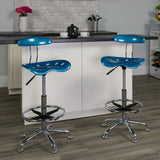 English Elm EE2102 Contemporary Plastic Tractor Drafting Stool Bright Blue EEV-14947