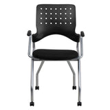 English Elm EE2646 Contemporary Commercial Grade Nesting Fabric Side Chair Black Fabric EEV-16457
