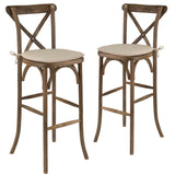 EE2708 Contemporary Commercial Grade Wood Cross Back Barstool [Single Unit]